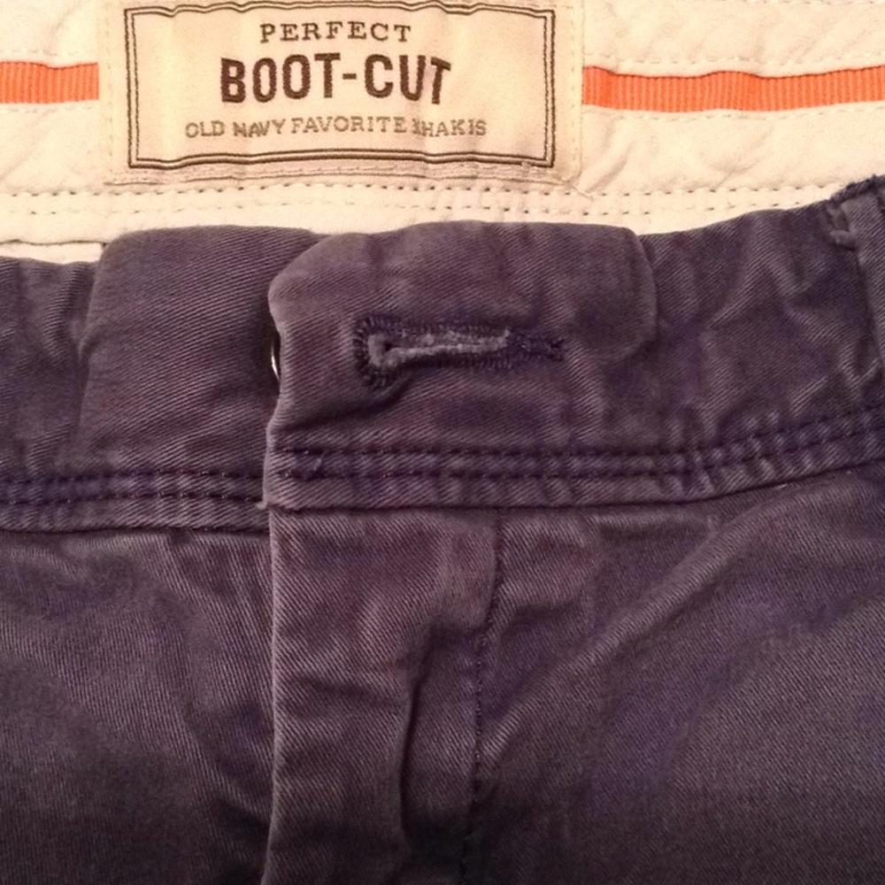 Blue khaki boot-cut pants